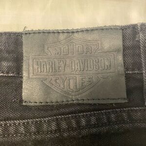 Harley-Davidson Black Boot Cut Jeans with Iconic Leather Patch